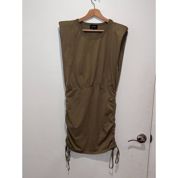 Bardot Toni Shoulder Pad Mini Dress In Olive Green Women size Small - Picture 3 of 16
